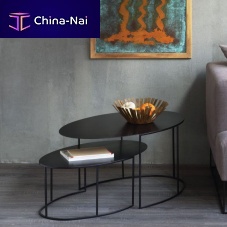 Contemporary nesting tables SLIM IRONYcoppercopper baseoval