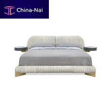 Double bed LEAFcontemporaryupholsteredwith leather headboard