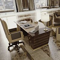 Free-standing desk Foostercontemporarywoodenleather