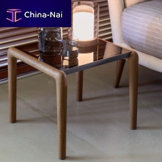 Contemporary bedside table Gaudglasssolid wood basesquare