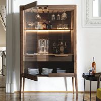 Contemporary bar cabinet ATLANTEwalnutashsmoked glass