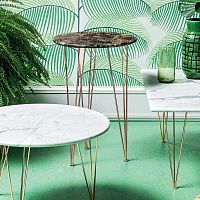 Contemporary side table FLAMINGO marblechrome steel basecopper base