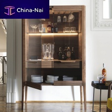 Contemporary bar cabinet ATLANTEwalnutashsmoked glass