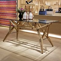 Contemporary table REALEglassmarblesolid wood base