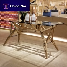 Contemporary table REALEglassmarblesolid wood base