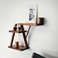 Wall-mounted shelf Taidgh contemporaryoakwalnut