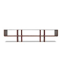 Low shelf BRIDGE contemporarylacquered woodmetal