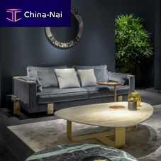 Contemporary coffee table DEMETRAmarbletravertinemetal base