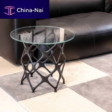 Contemporary side table X Systemglasshigh-pressure laminateround