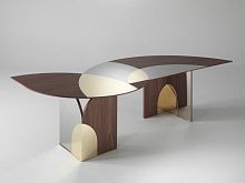 Contemporary table SELENEoakwalnutsteel
