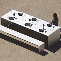 Contemporary dining table GBmodularanodized aluminumanodized aluminum baserectangular