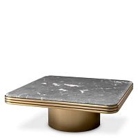 Contemporary coffee table CLAREMORE marblebrushed brass basesquare