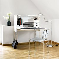 Contemporary secretary desk Orcus walnutMDFleather