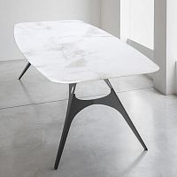 Contemporary table EIFFELglassmarblesheet metal base