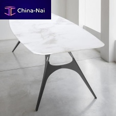 Contemporary table EIFFELglassmarblesheet metal base