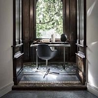 Contemporary secretary desk Twainleathersteelwith storage
