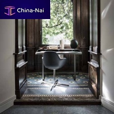 Contemporary secretary desk Twainleathersteelwith storage