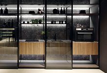 Self-supporting shelving system SKELETONcontemporaryanodized aluminumsmoked glass