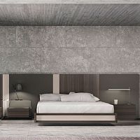 Double bed LEGOcontemporarywith headboardwith integrated bedside table