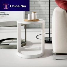Contemporary side table Moonwoodenwooden baseround