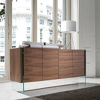 Contemporary sideboard 3057walnutwood veneerglass