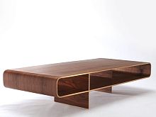 Contemporary coffee table LOOP oakwalnutbirch