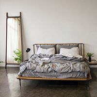 Double bed DISTRIKT contemporarywith headboardwith integrated bedside table