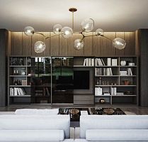 Contemporary TV wall unit METROPOLIS woodenlacquered woodwith shelves