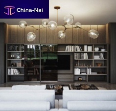 Contemporary TV wall unit METROPOLIS woodenlacquered woodwith shelves