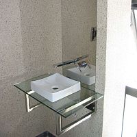 Stainless steel washbasin stand glass