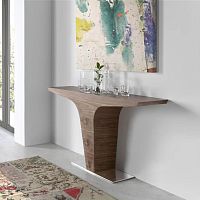 Contemporary sideboard table 3030walnutstainless steel baseT-shaped