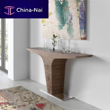 Contemporary sideboard table 3030walnutstainless steel baseT-shaped