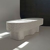 Contemporary coffee table MEDUSAengineered stoneengineered stone baseoval