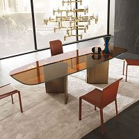 Contemporary table ALAmatte lacquered woodglassmarble