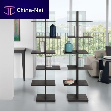 Free-standing bookcase STEPcontemporaryglasssteel
