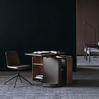 Free-standing desk TOUCH DOWN UNITcontemporaryAmerican walnutstraight