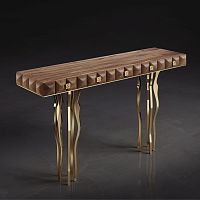 Original design sideboard table IL PEZZO 10solid woodAmerican walnutbrass base