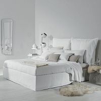 Double bed contemporaryupholsteredwith headboard
