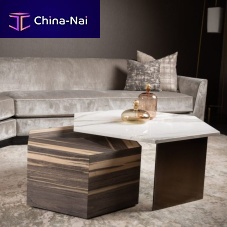 Contemporary nesting tables CY Tempowoodenmarblehexagonal