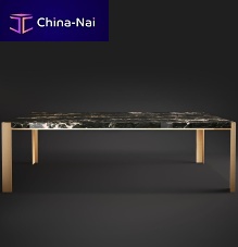 Contemporary table STUART marblebrushed brass baserectangular