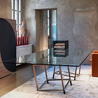 Contemporary table DTABILISATIONstainless steelstainless steel baserectangular