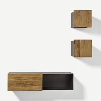 Contemporary living room wall unit Finissimo oakAmerican walnutwith storage compartment