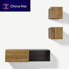 Contemporary living room wall unit Finissimo oakAmerican walnutwith storage compartment