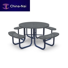 Contemporary picnic table steelroundwith attached chairs