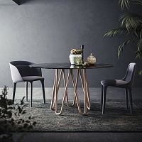 Contemporary table Meduse marblepainted metal baseround