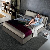 Double bed KEVINcontemporaryupholsteredwith headboard