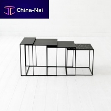 Contemporary nesting tables GEOMETRY steelsteel basesquare