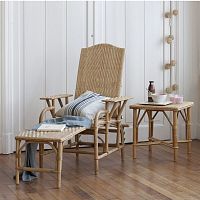 Contemporary side table GRAND-MREplywoodrattanglass
