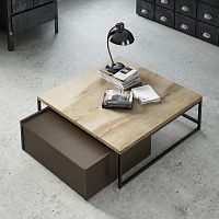 Contemporary coffee table SEVEN oakmetal baserectangular