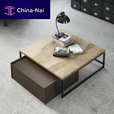 Contemporary coffee table SEVEN oakmetal baserectangular